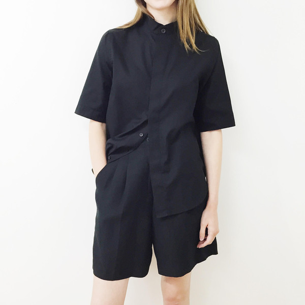 Shelby Steiner Black Mandarin Collar Shirt Shelby Steiner Black Mandarin Collar Shirt