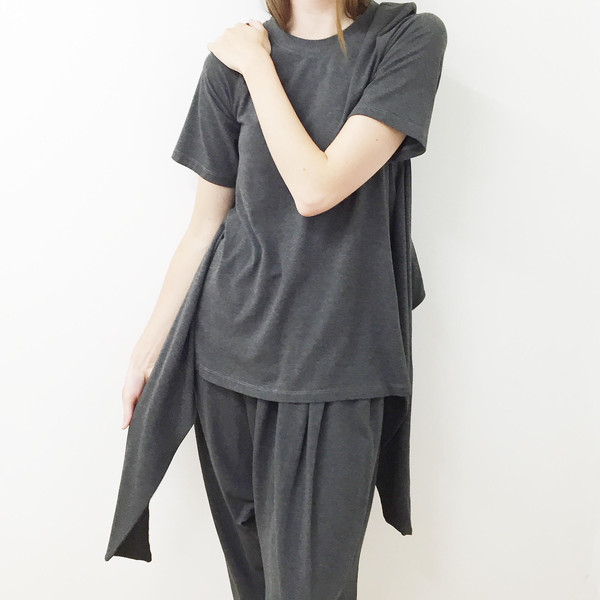 Shelby Steiner Charcoal Tie Top Shelby Steiner Charcoal Tie Top