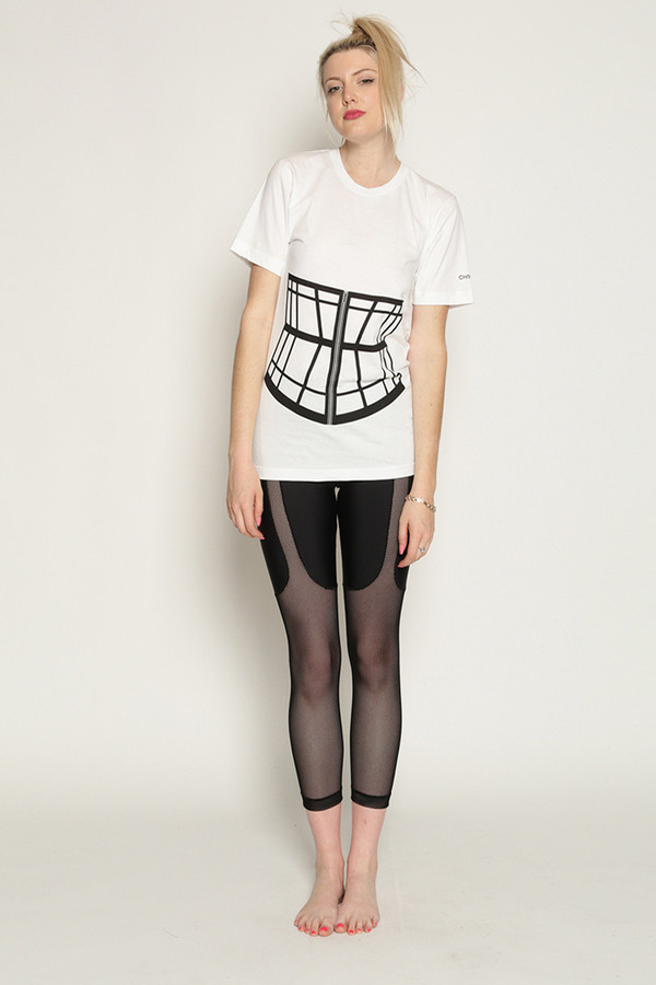 Chromat Corset Cage T-Shirt in White/Black Chromat Corset Cage T-Shirt in White/Black