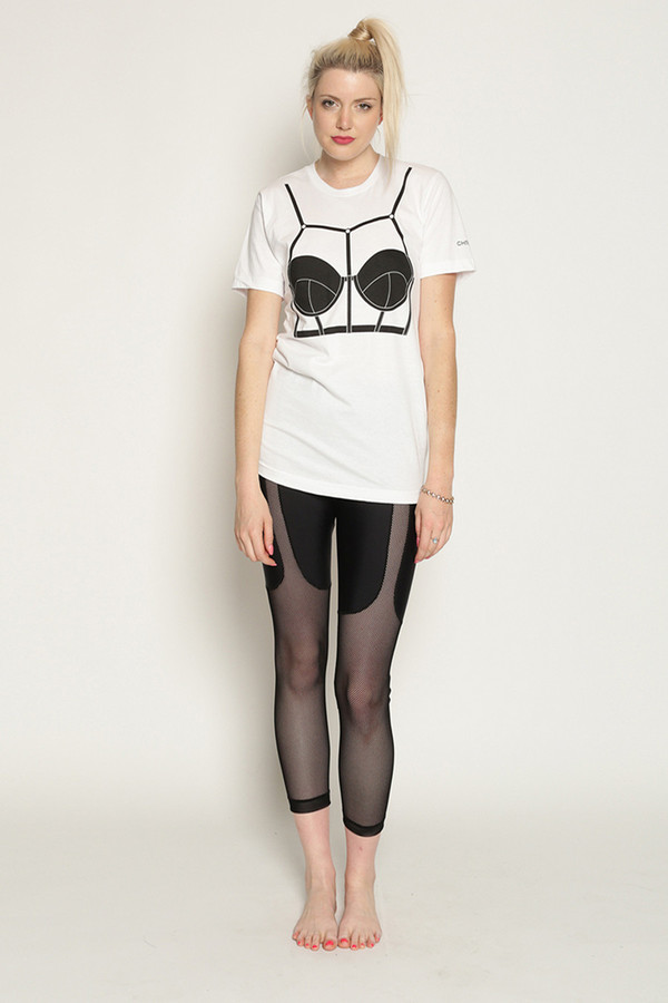 Chromat Harness Bra T-Shirt in White/Black Chromat Harness Bra T-Shirt in White/Black