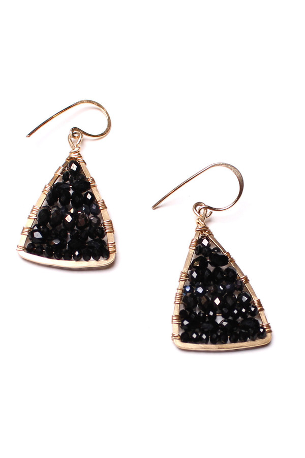 James and Jezebelle Black Onyx and Spinel Triangle Earrings James and Jezebelle Black Onyx and Spinel Triangle Earrings
