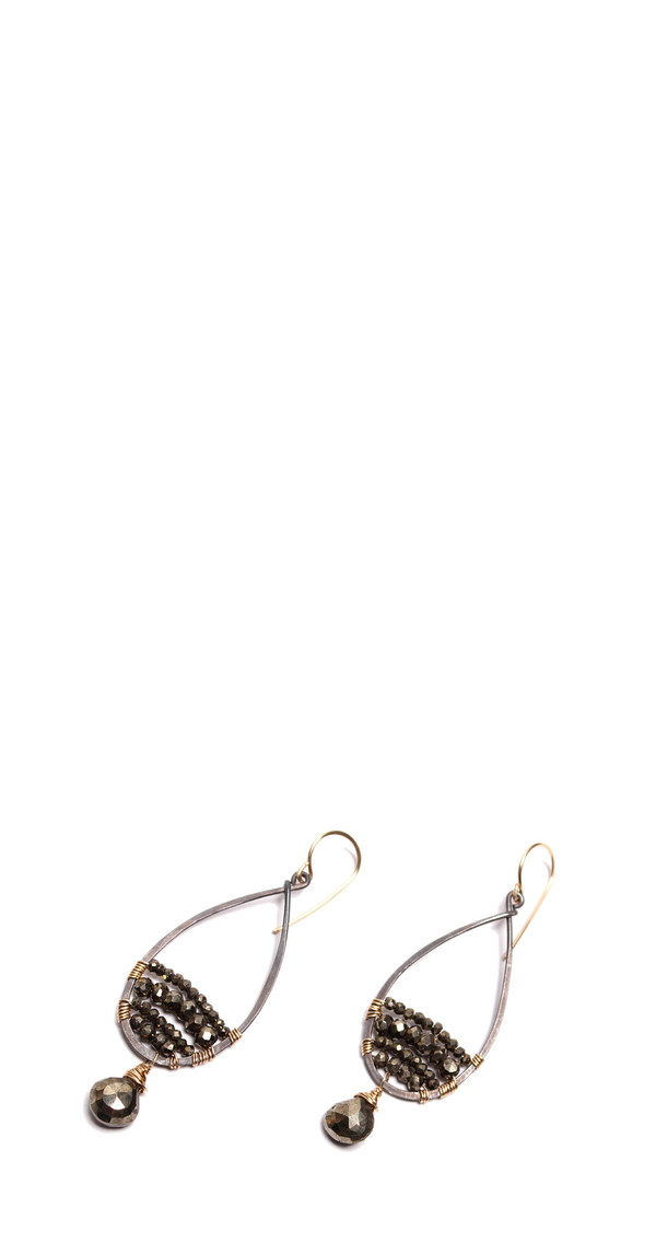 Pyrite Drop Hoop Earrings Pyrite Drop Hoop Earrings