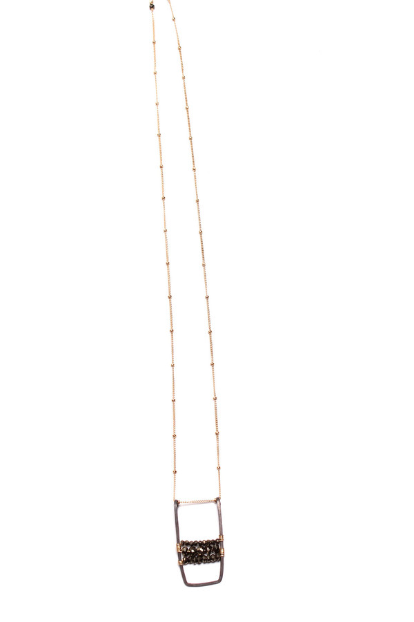 Pyrite Oxidized U Bar Necklace Pyrite Oxidized U Bar Necklace