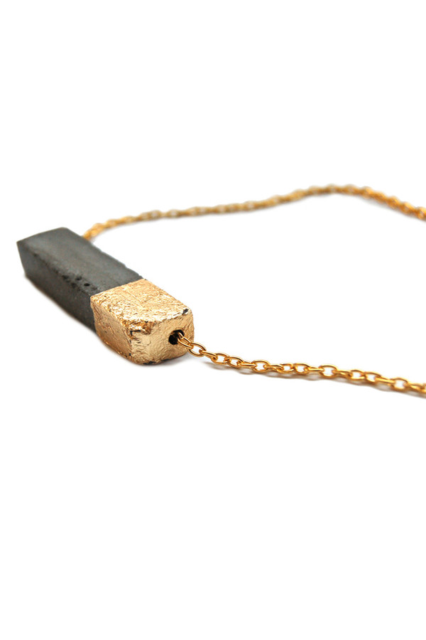 Maple + Mauve Gold Leaf Rectangle Necklace Maple + Mauve Gold Leaf Rectangle Necklace