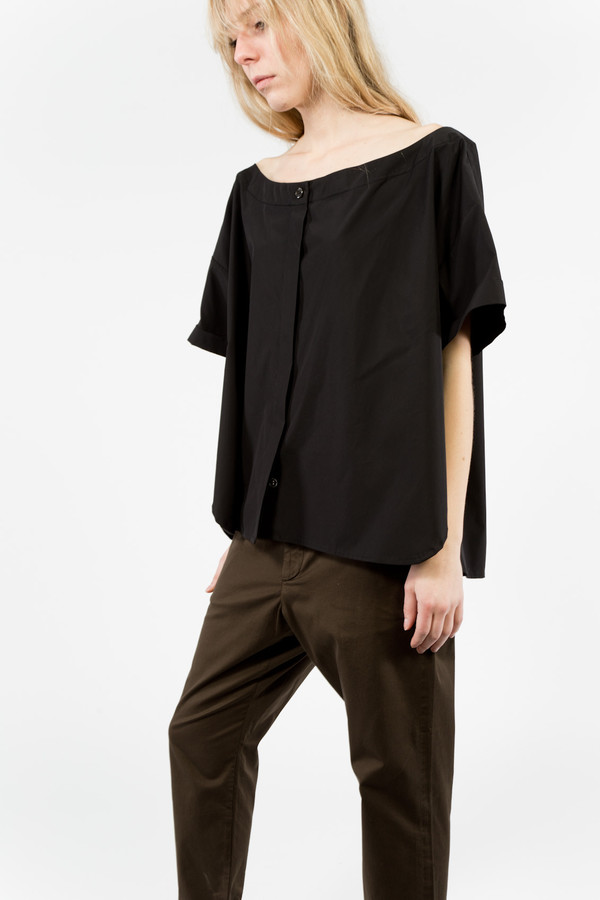 Suzanne Rae Off-Shoulder Button-Up Blouse Suzanne Rae Off-Shoulder Button-Up Blouse