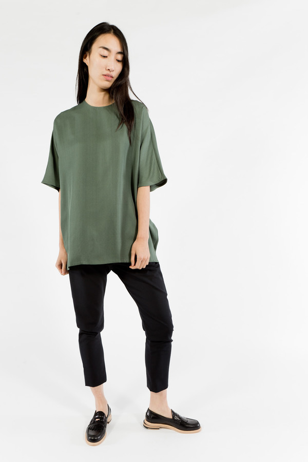 KAAREM Round Neck Silk Top KAAREM Round Neck Silk Top