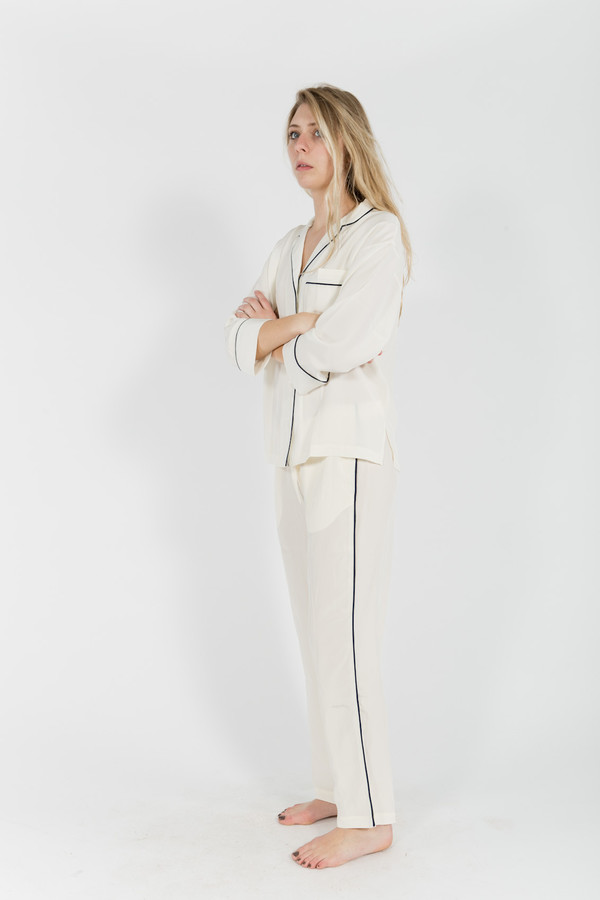 Sleepy Jones Silk Marina Pajama Shirt Sleepy Jones Silk Marina Pajama Shirt