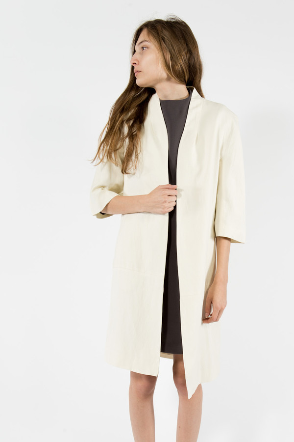 7115 by Szeki Structured Linen Long Coat 7115 by Szeki Structured Linen Long Coat