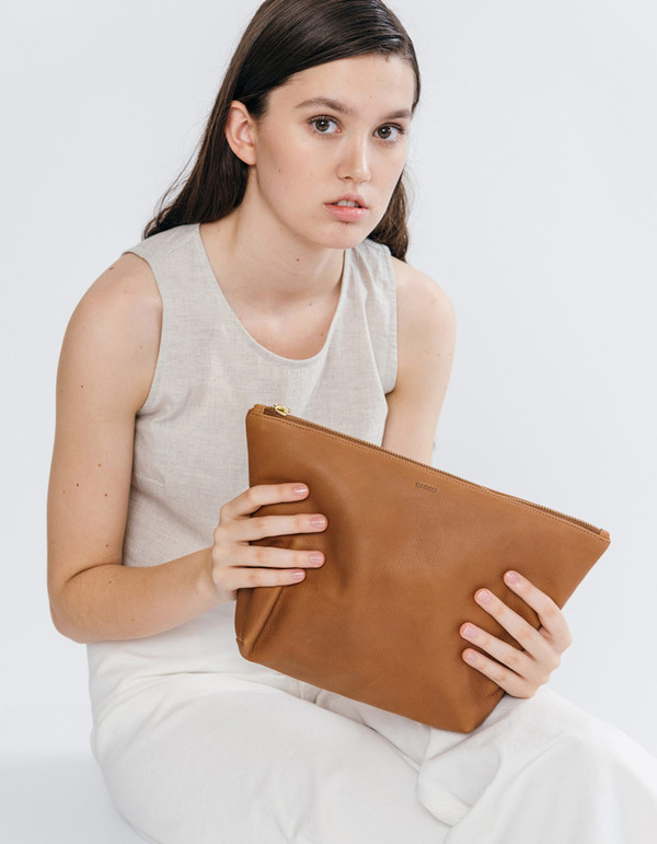 Baggu Large Stash Clutch Saddle Baggu Large Stash Clutch Saddle