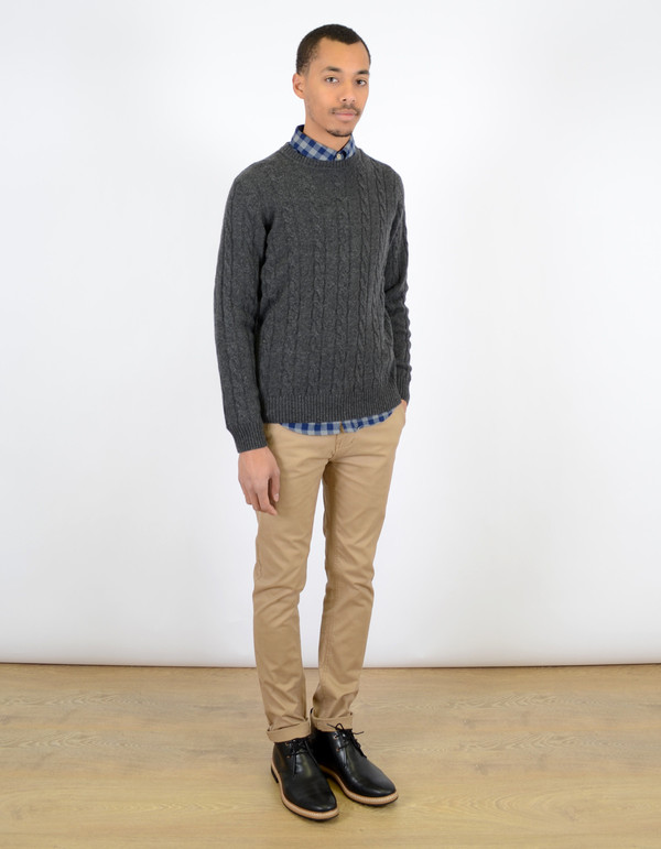 Ben Sherman Cable Crew Sweater Granite Marl Ben Sherman Cable Crew Sweater Granite Marl