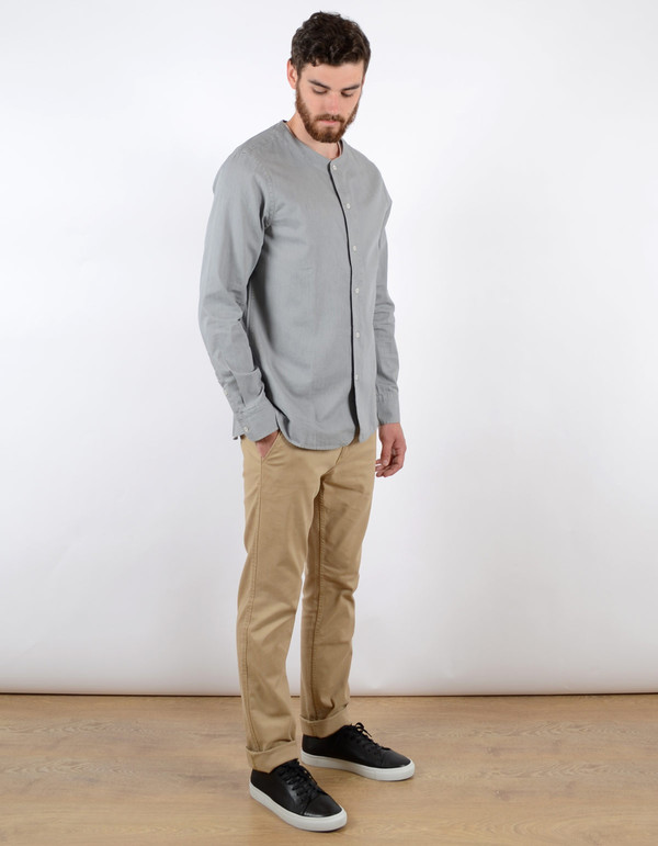 Filippa K Baseball Denim Shirt Light Grey Denim Filippa K Baseball Denim Shirt Light Grey Denim