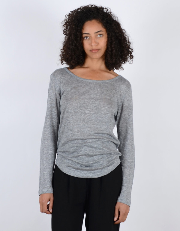 Filippa K Linen Long Sleeve Tee Light Grey Melange Filippa K Linen Long Sleeve Tee Light Grey Melange