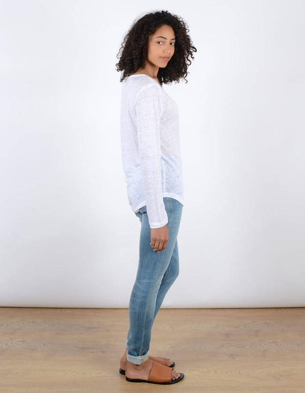 Filippa K Linen Long Sleeve Tee White Filippa K Linen Long Sleeve Tee White