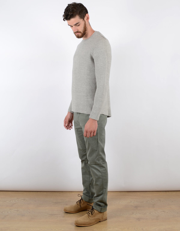 Filippa K Men's Pique Knit Sweater Light Grey Melange Filippa K Men's Pique Knit Sweater Light Grey Melange