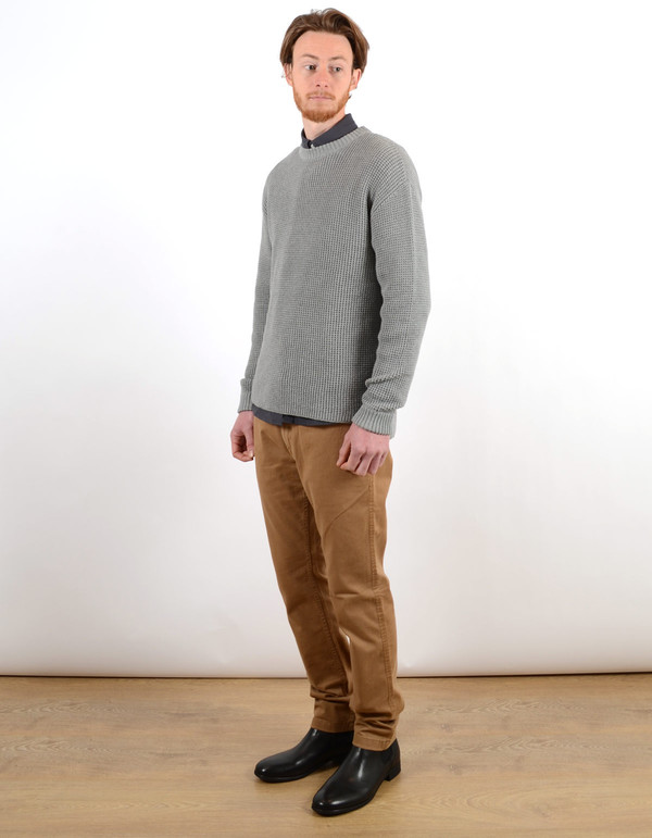 Filippa K Men's Waffle Knit Sweater Grey Melange Filippa K Men's Waffle Knit Sweater Grey Melange
