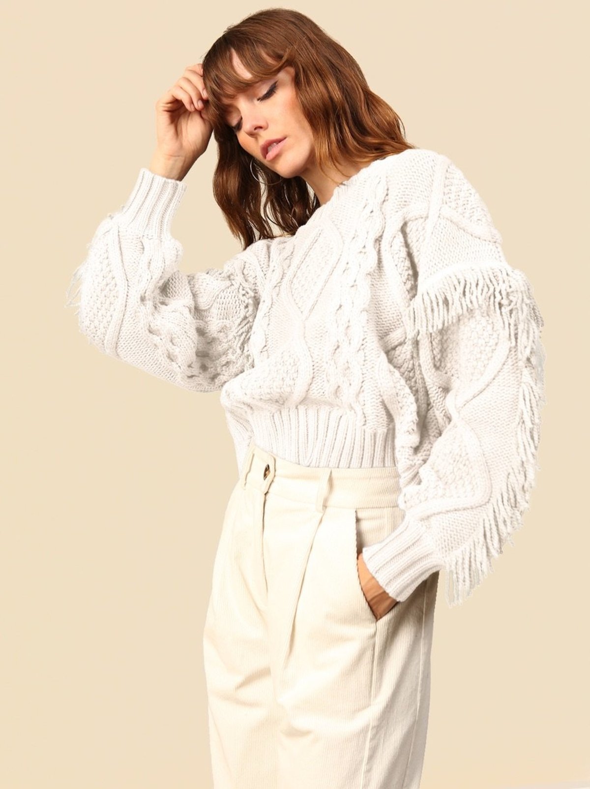 ivory fringe sweater