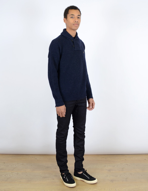 Men's Fred Perry Fishermans Shawl Collar Sweater Navy Men's Fred Perry Fishermans Shawl Collar Sweater Navy