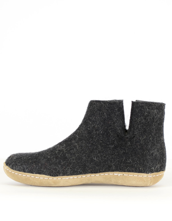 Glerups Men's Wool Boot Leather Sole Charcoal Glerups Men's Wool Boot Leather Sole Charcoal