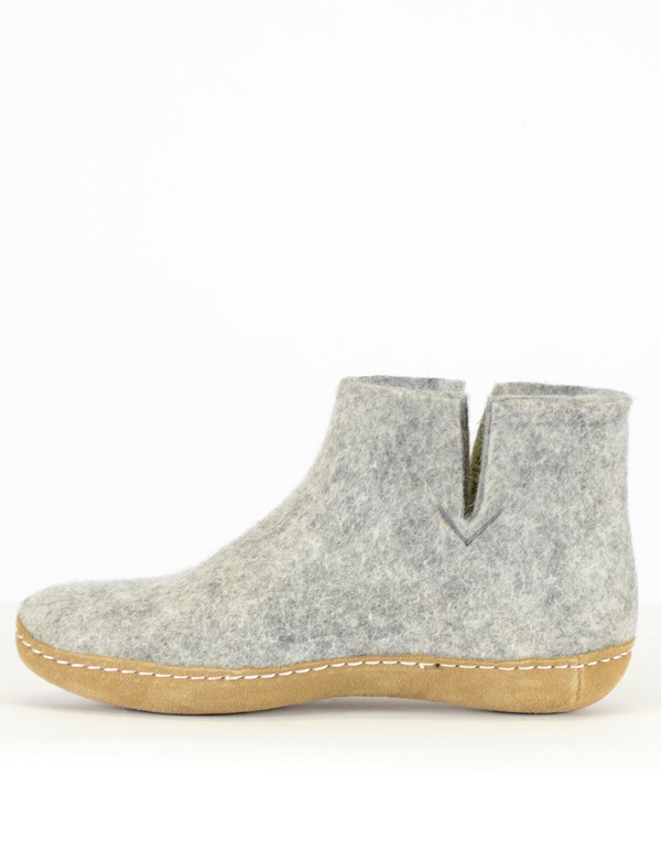 Glerups Women's Wool Boot Leather Sole Grey Glerups Women's Wool Boot Leather Sole Grey