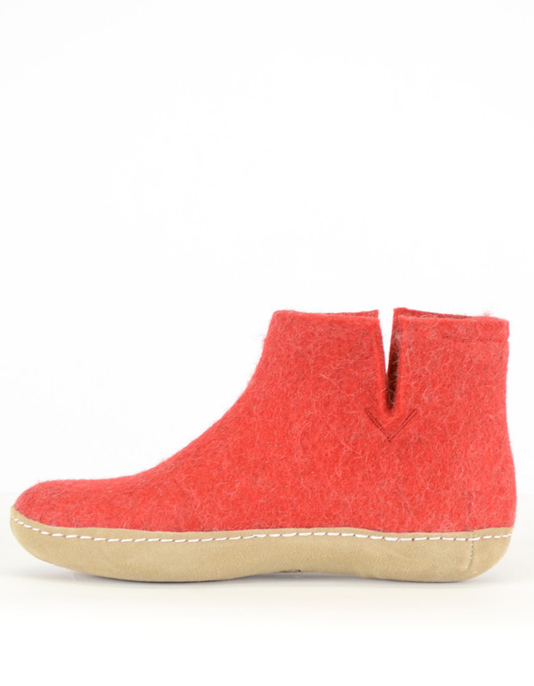 Glerups Women's Wool Boot Leather Sole Red Glerups Women's Wool Boot Leather Sole Red