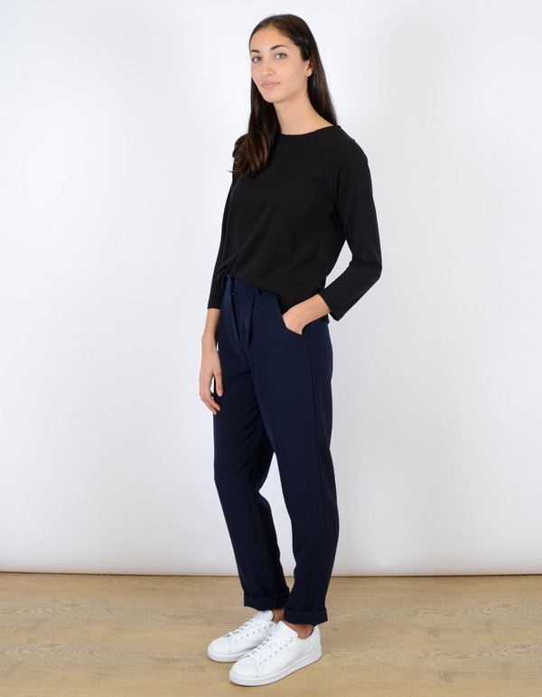 Just Female Eli Drape Trouser Deep Navy Just Female Eli Drape Trouser Deep Navy