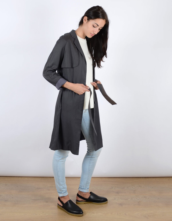 Just Female Trust Trenchcoat Anthracite Just Female Trust Trenchcoat Anthracite