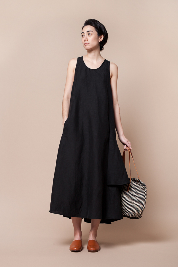 Creatures Of Comfort Lilith Dress - silk linen black Creatures Of Comfort Lilith Dress - silk linen black
