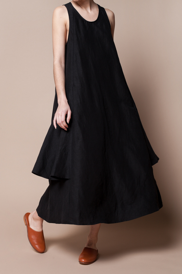 Creatures Of Comfort Lilith Dress - silk linen black Creatures Of Comfort Lilith Dress - silk linen black