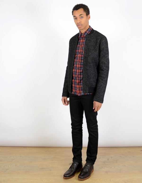 Men's Minimum Banker Bomber Coat Black Melange Men's Minimum Banker Bomber Coat Black Melange