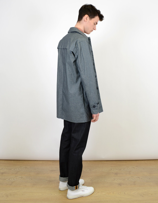 Men's Native Youth Coated Chambray Summer Mac Jacket Navy Men's Native Youth Coated Chambray Summer Mac Jacket Navy
