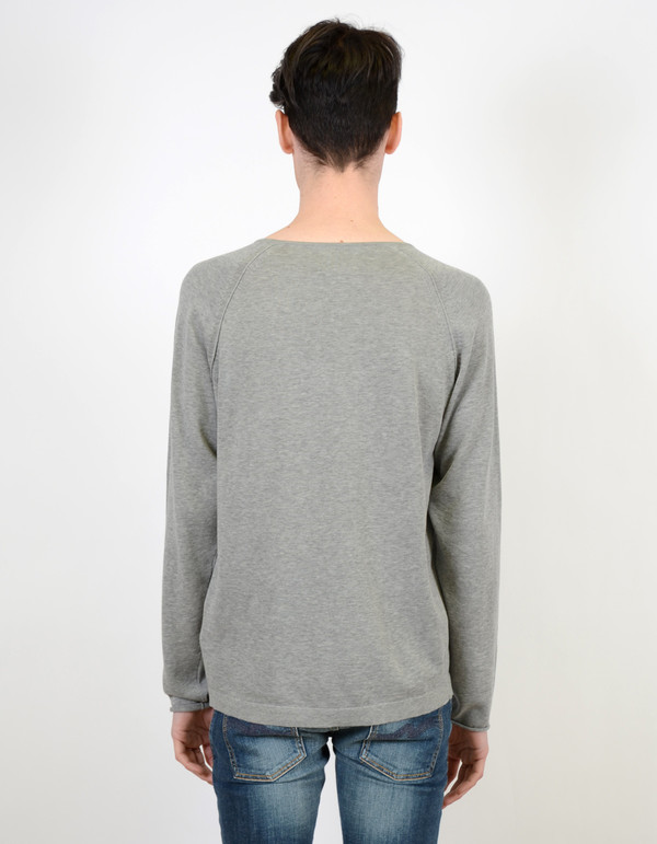 Men's Nudie Vladimir Fine Cotton Sweater Light Grey Men's Nudie Vladimir Fine Cotton Sweater Light Grey