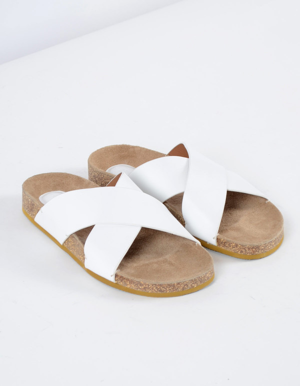 Selected Femme Brisa Leather Slider White Selected Femme Brisa Leather Slider White