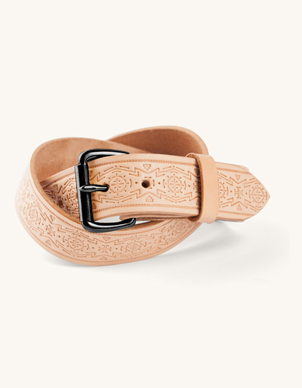 Men's Tanner Goods Standard Belt Natural Debossed Black Men's Tanner Goods Standard Belt Natural Debossed Black