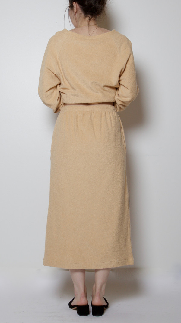 Baserange Terrycloth Sweat Skirt in Ecru Melange Baserange Terrycloth Sweat Skirt in Ecru Melange