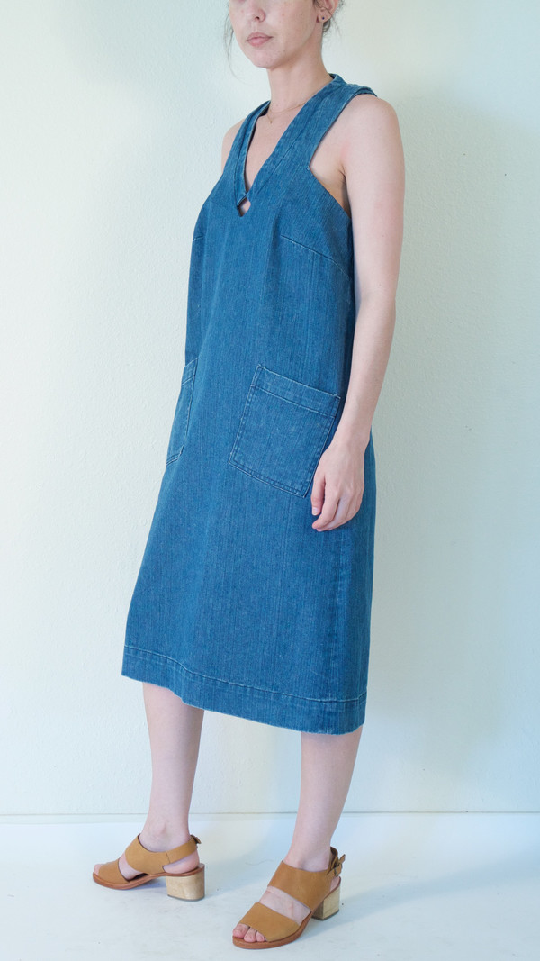 CARLEEN Diamond Neck Dress in Denim CARLEEN Diamond Neck Dress in Denim
