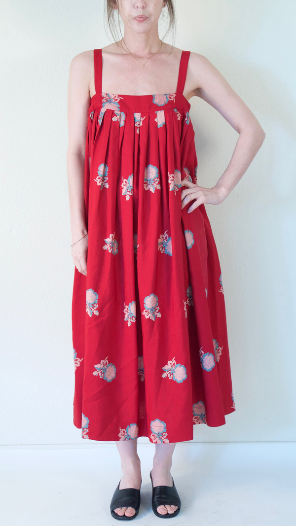 Horses Atelier Pleated Sundress in Red Peony Horses Atelier Pleated Sundress in Red Peony
