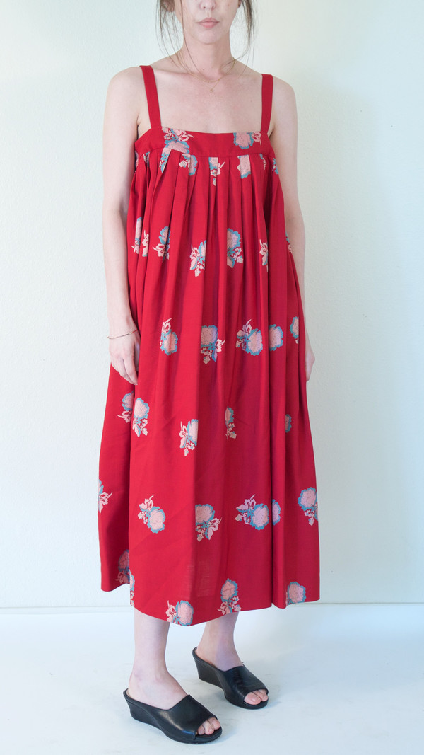 Horses Atelier Pleated Sundress in Red Peony Horses Atelier Pleated Sundress in Red Peony