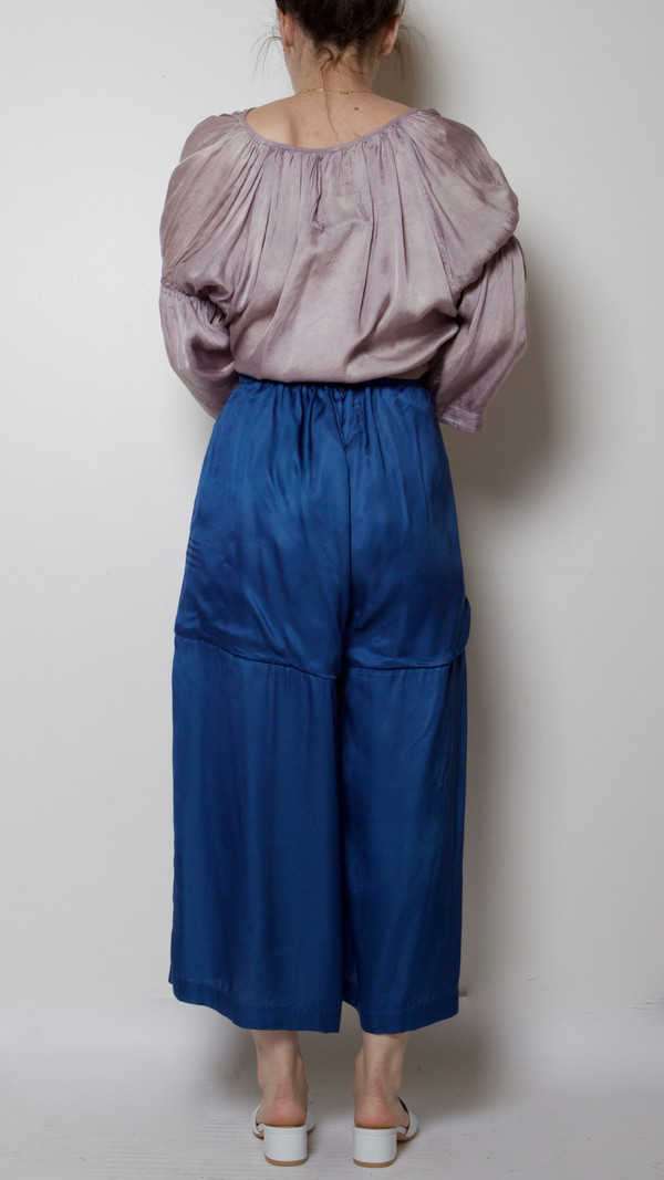 Milena Silvano Satin Culottes in Indigo Milena Silvano Satin Culottes in Indigo