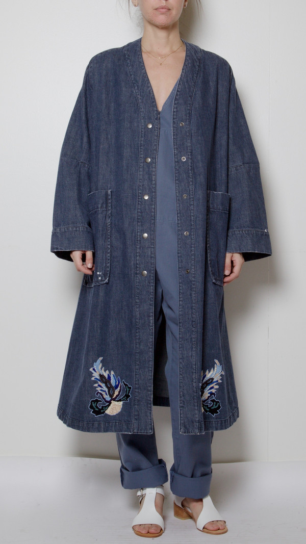 Rachel Comey Denim Glen Coat with Embroidery Rachel Comey Denim Glen Coat with Embroidery