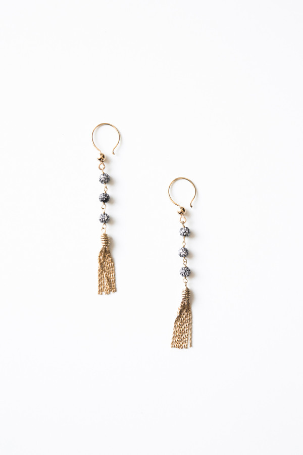 Jorge Morales Gold Plated Zirconia Dangle Earrings Jorge Morales Gold Plated Zirconia Dangle Earrings