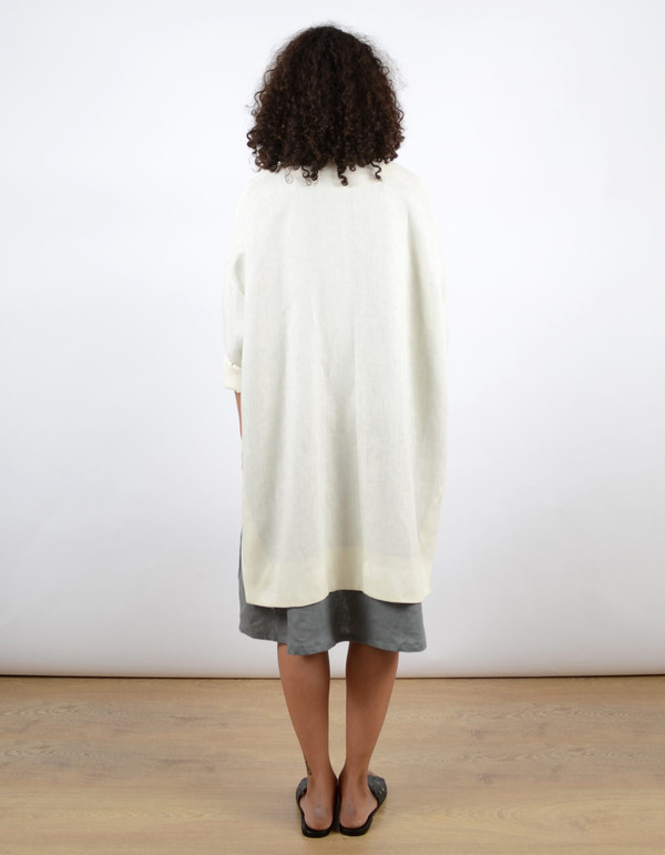 Sunja Link Collarless Coat Cream Sunja Link Collarless Coat Cream