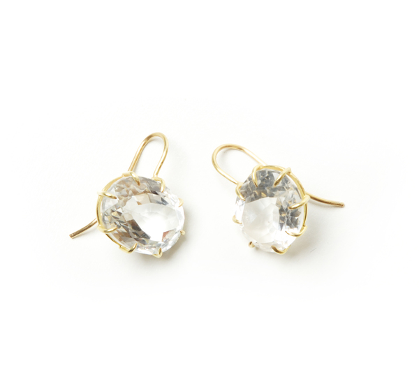 Rosanne Pugliese 18K Faceted Rock Crystal Vintage Earring Rosanne Pugliese 18K Faceted Rock Crystal Vintage Earring