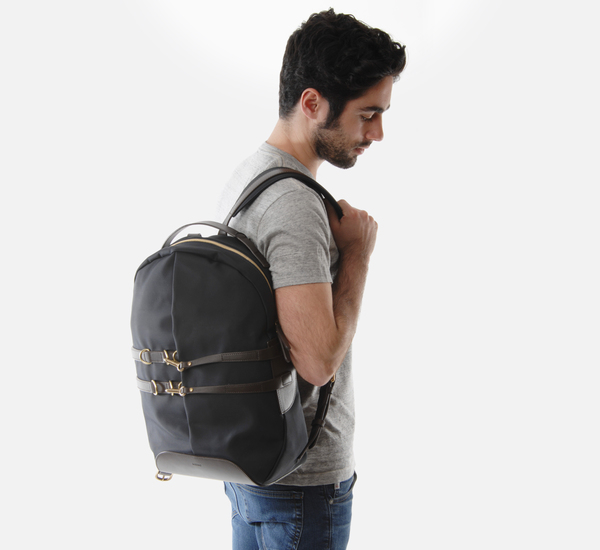 Navy and Dark Brown MS Sprint Backpack by Mismo Navy and Dark Brown MS Sprint Backpack by Mismo
