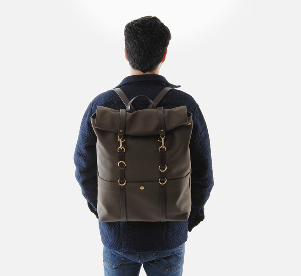 Army Green and Dark Brown MS Backpack by Mismo Army Green and Dark Brown MS Backpack by Mismo
