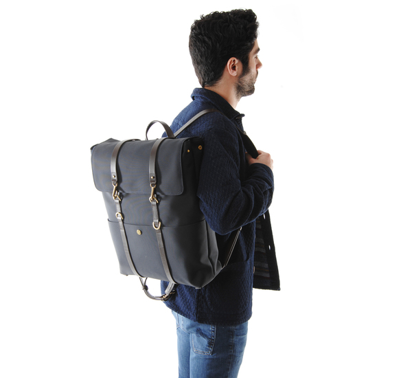 Navy and Dark Brown MS Backpack by Mismo Navy and Dark Brown MS Backpack by Mismo