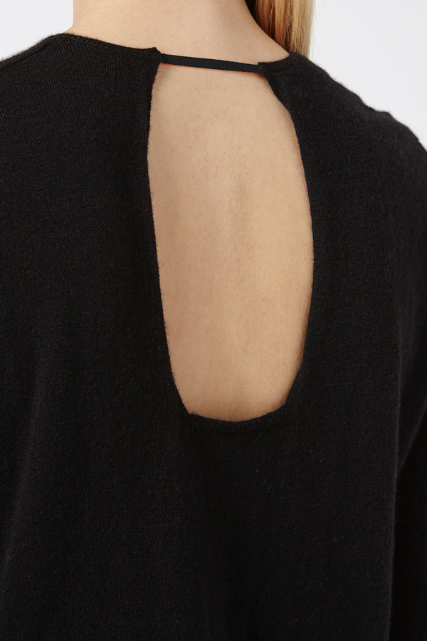 Black Cashmere Pullover With Cut Out by Oyuna Black Cashmere Pullover With Cut Out by Oyuna