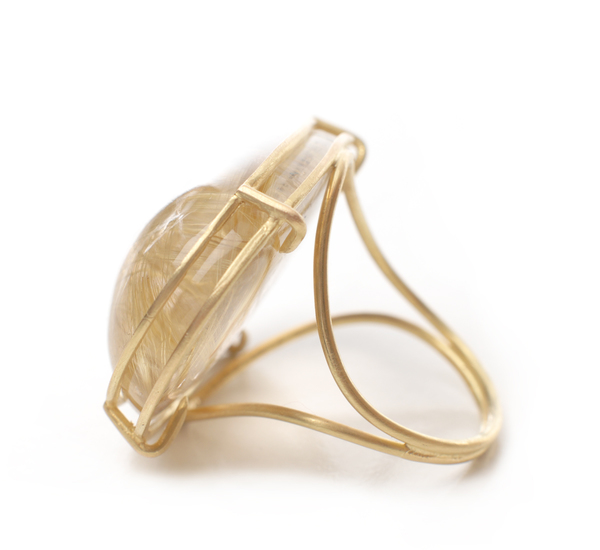 Rosanne Pugliese Large 18K Rutilated Quartz Cage Ring Rosanne Pugliese Large 18K Rutilated Quartz Cage Ring