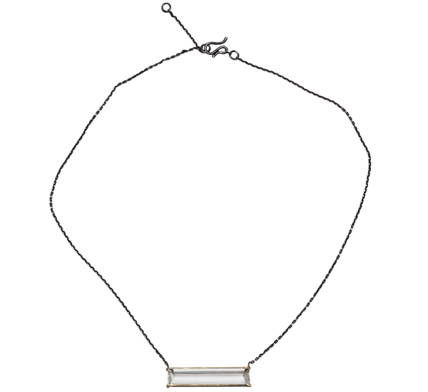 Rosanne Pugliese Oxidized Silver and Rock Crystal Bar Necklace Rosanne Pugliese Oxidized Silver and Rock Crystal Bar Necklace