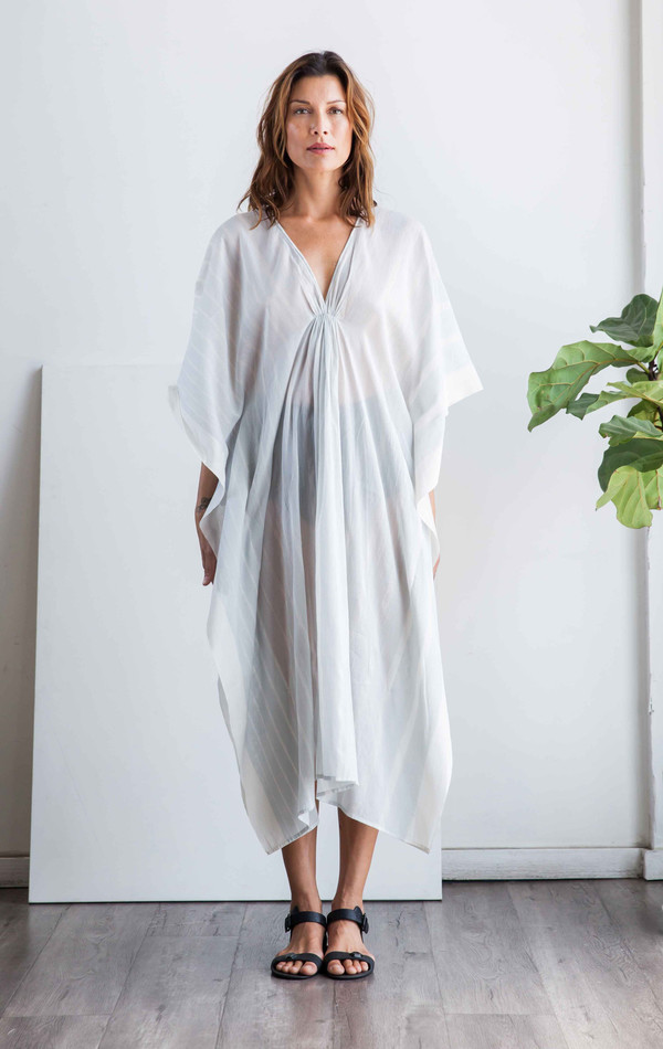 Two NYC Grey stripe v neck caftan Two NYC Grey stripe v neck caftan