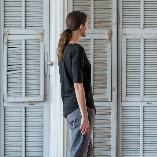 Raquel Allegra Signature Jersey Tee Black Raquel Allegra Signature Jersey Tee Black